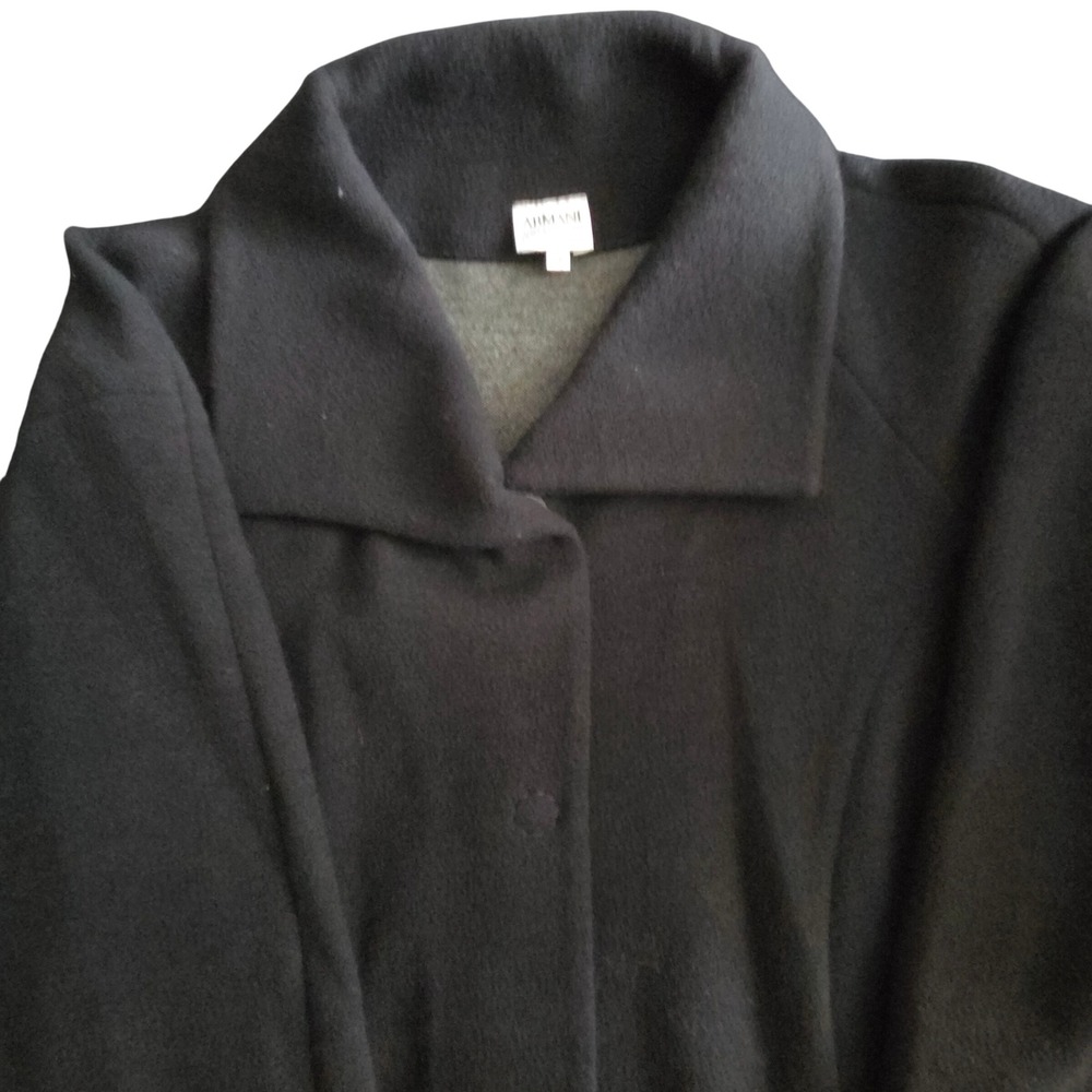 Armani Collezioni Womens Black Wool Blend Button Front Coat Jacket Size 14 - Picture 3 of 5